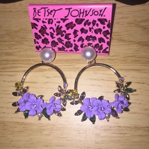 Betsey Johnson Purple Floral with rhinestones Earrings
